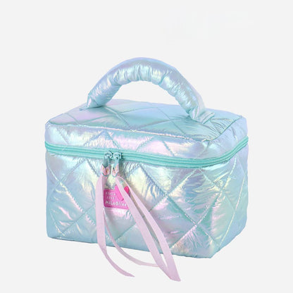 Down glossy cosmetic bag - Blue