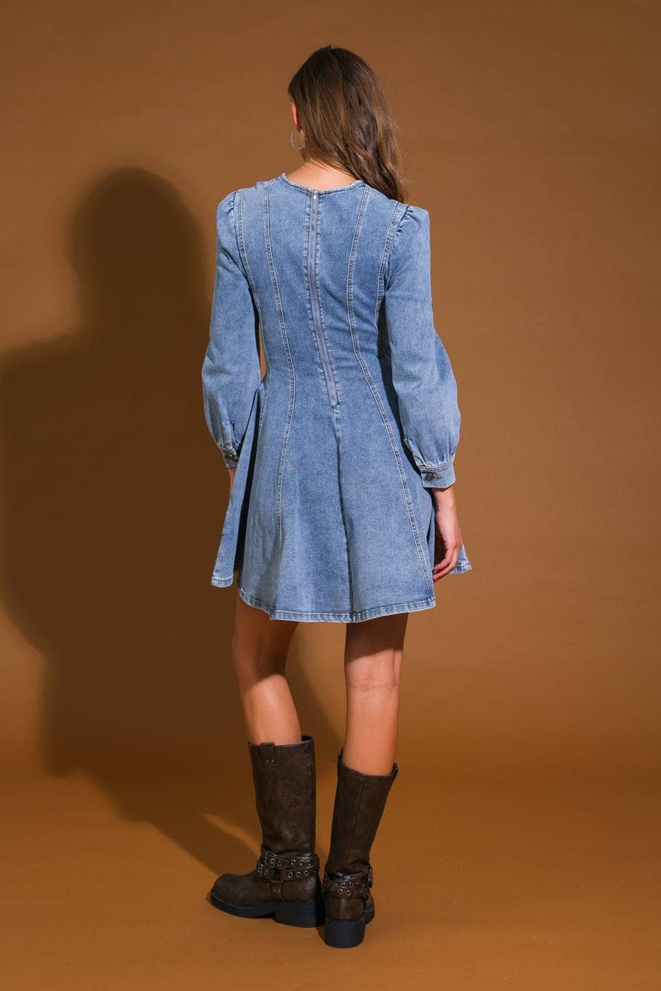 Washed denim mini dress
