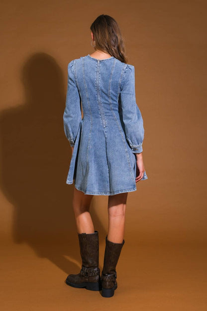 Washed denim mini dress
