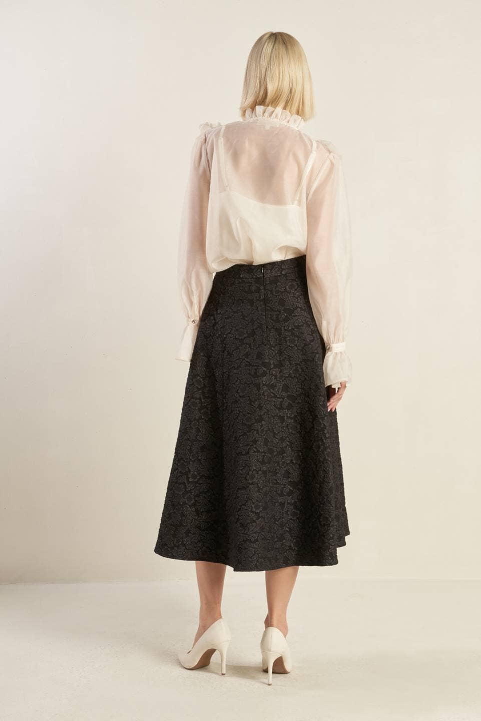 Textured Woven A Line Skirt