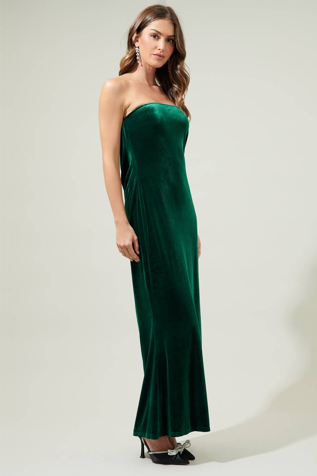 Velvet Strapless Maxi Dress