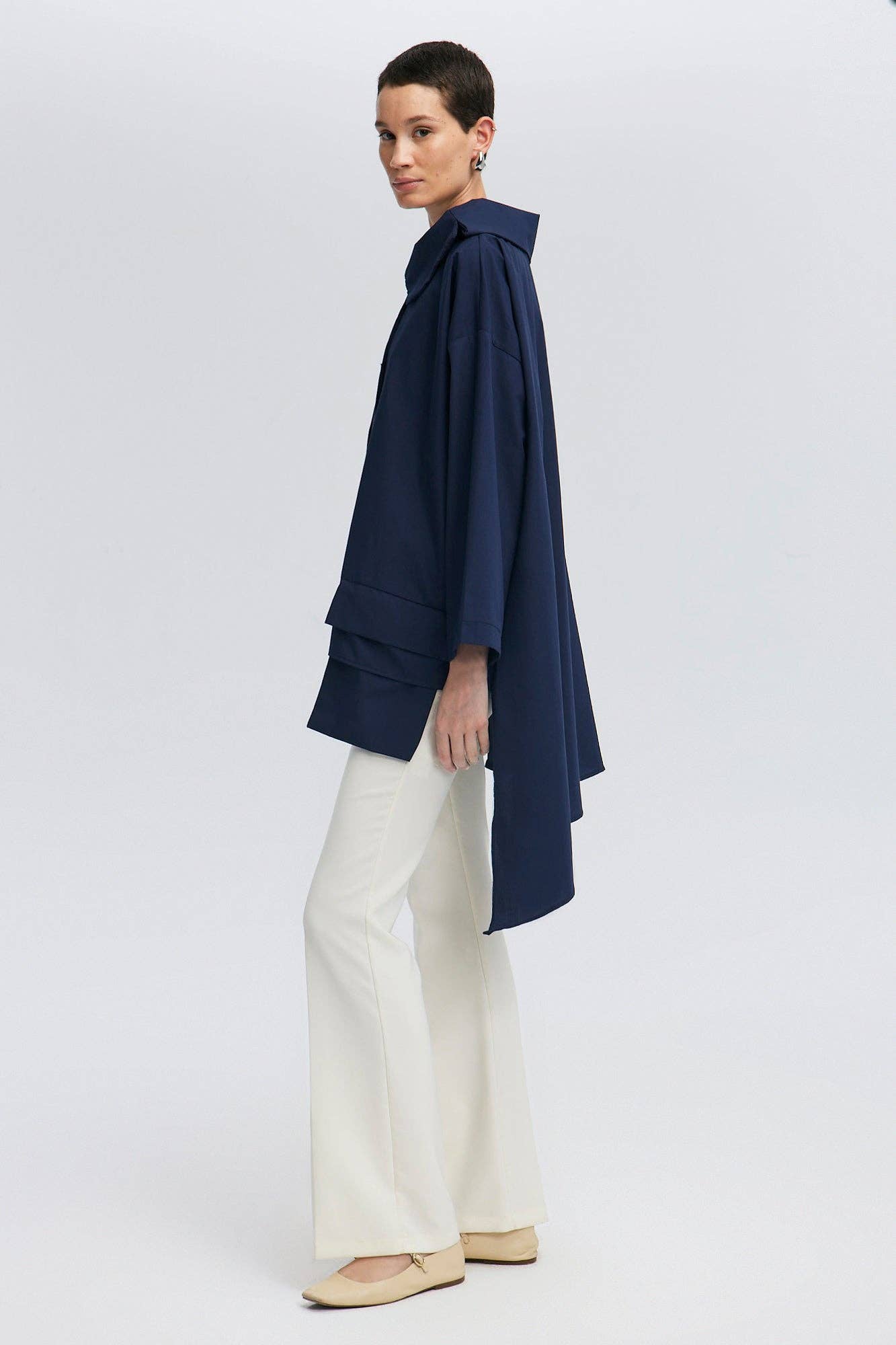 Asymmetric Navy Top