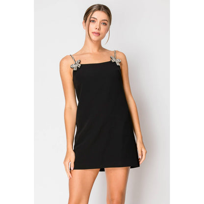 Sleeveless Crystal embellished Mini Dress: WHITE