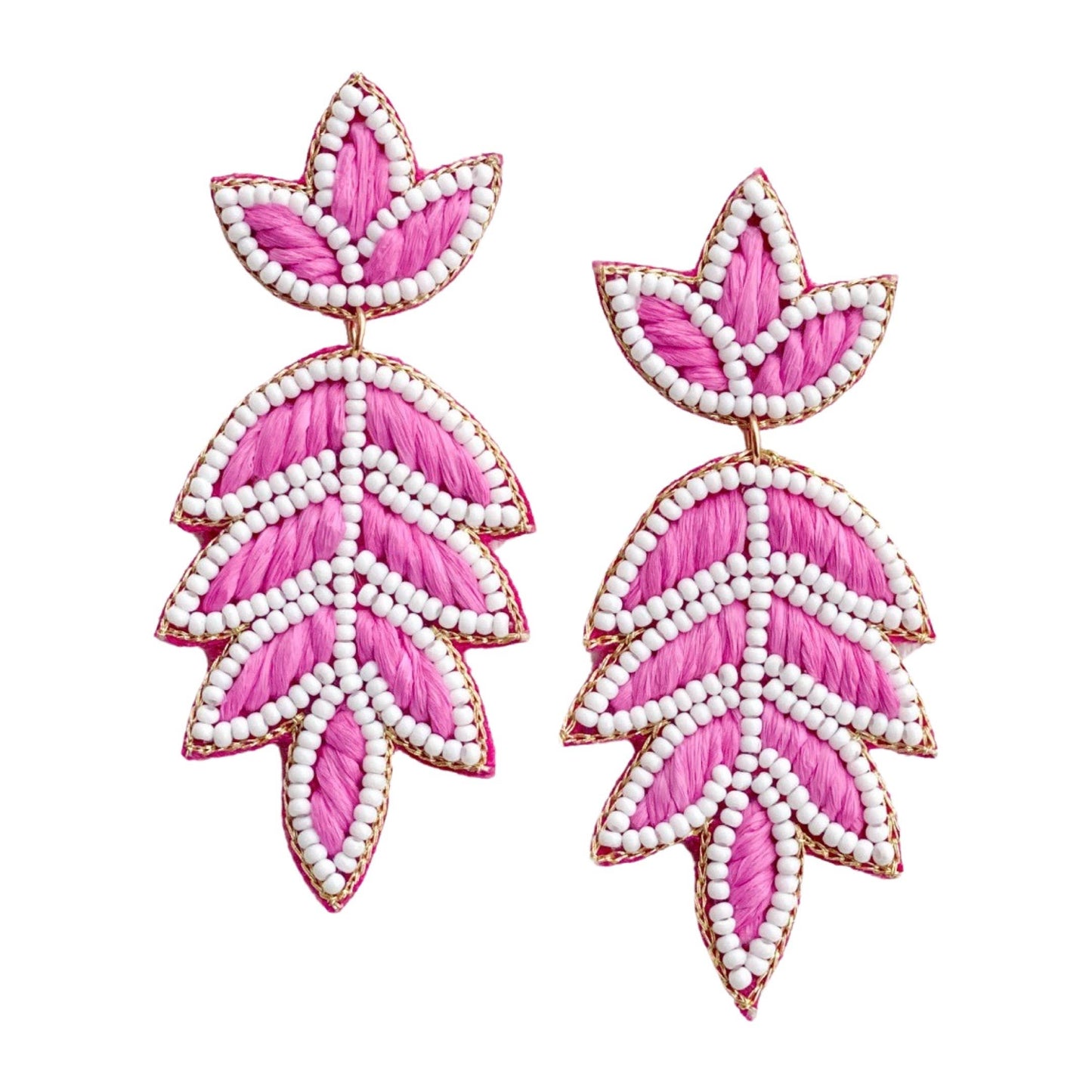 Lilly Raffia Earrings - Hot Pink