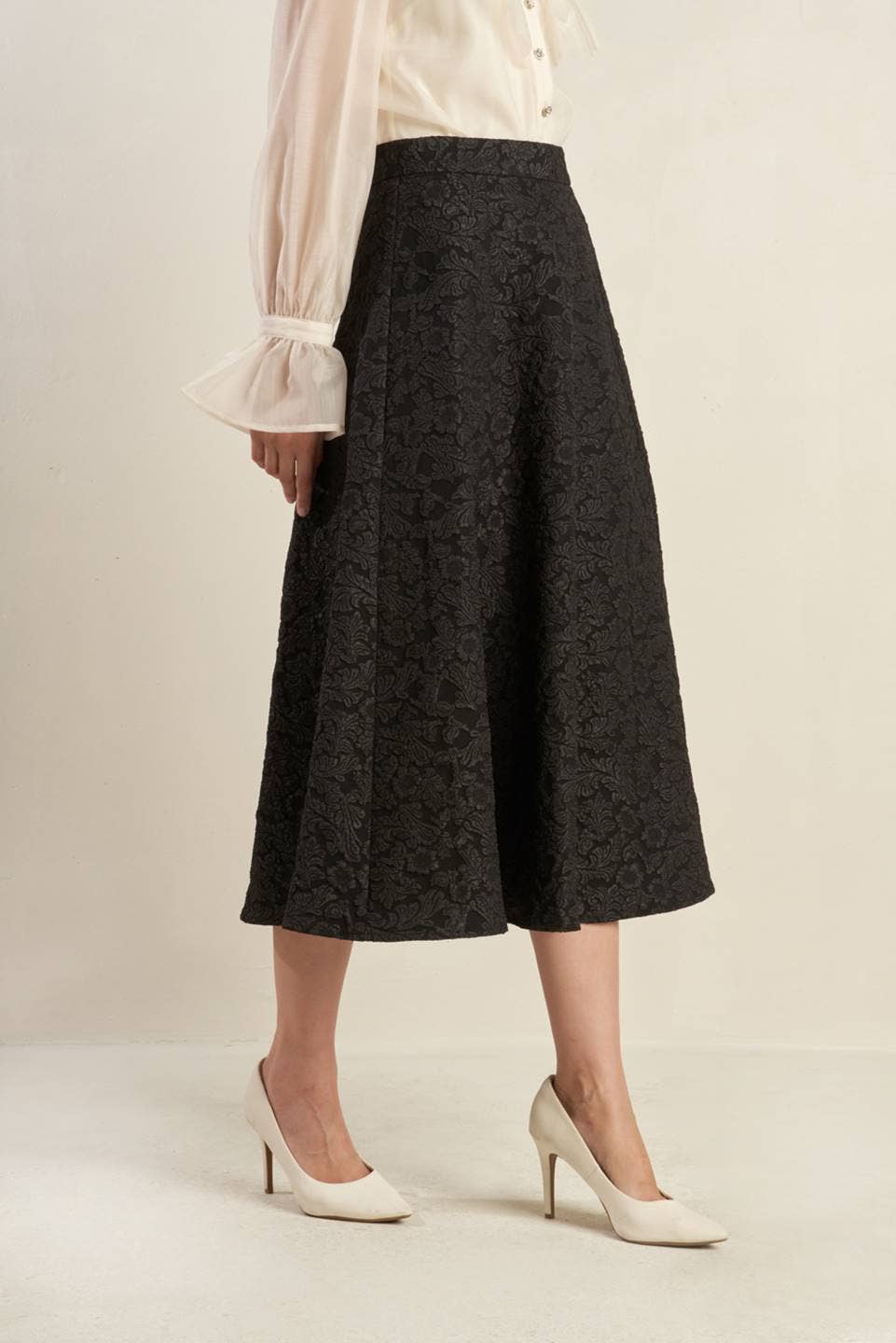 Textured Woven A Line Skirt
