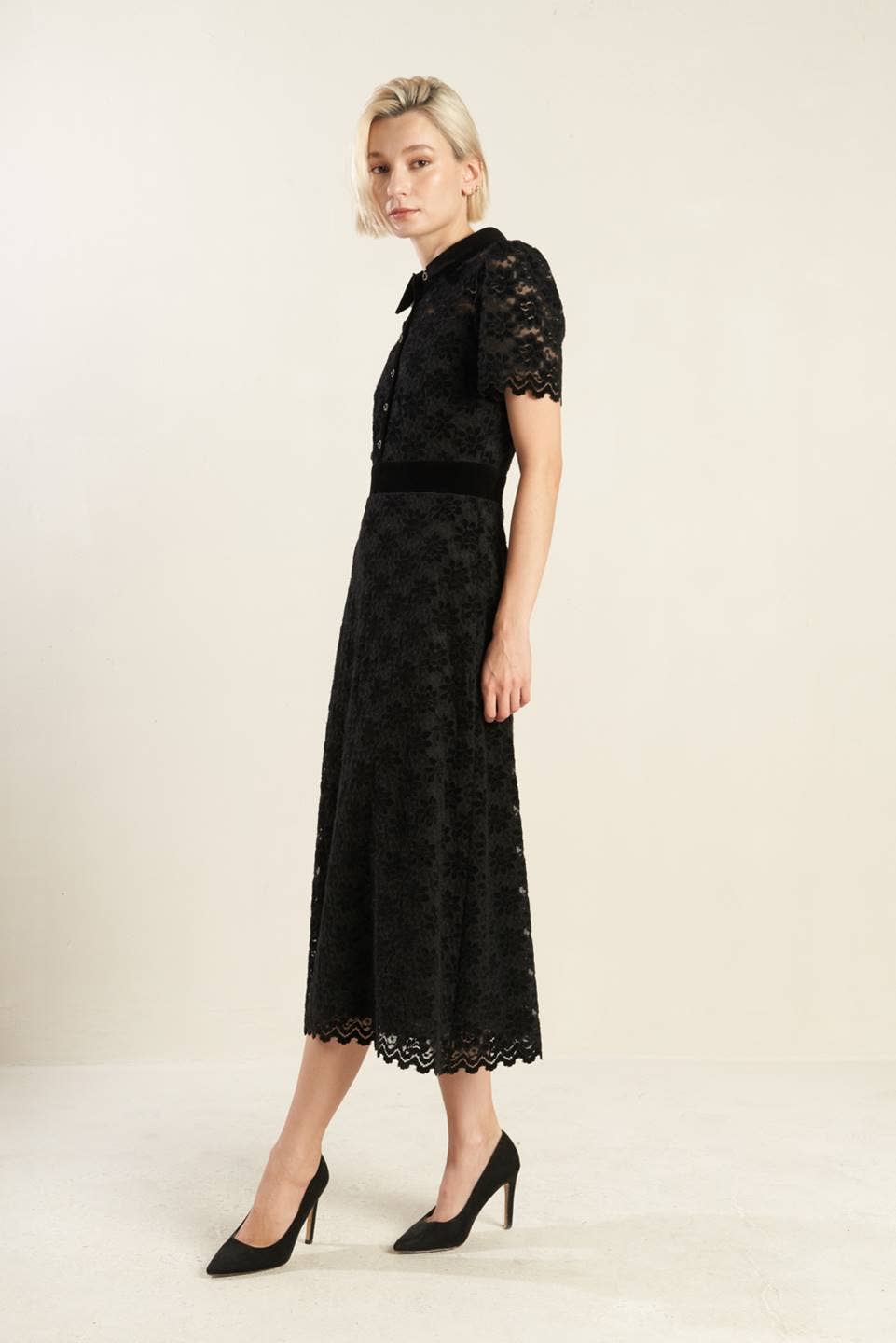 Woven Lace Midi Dress