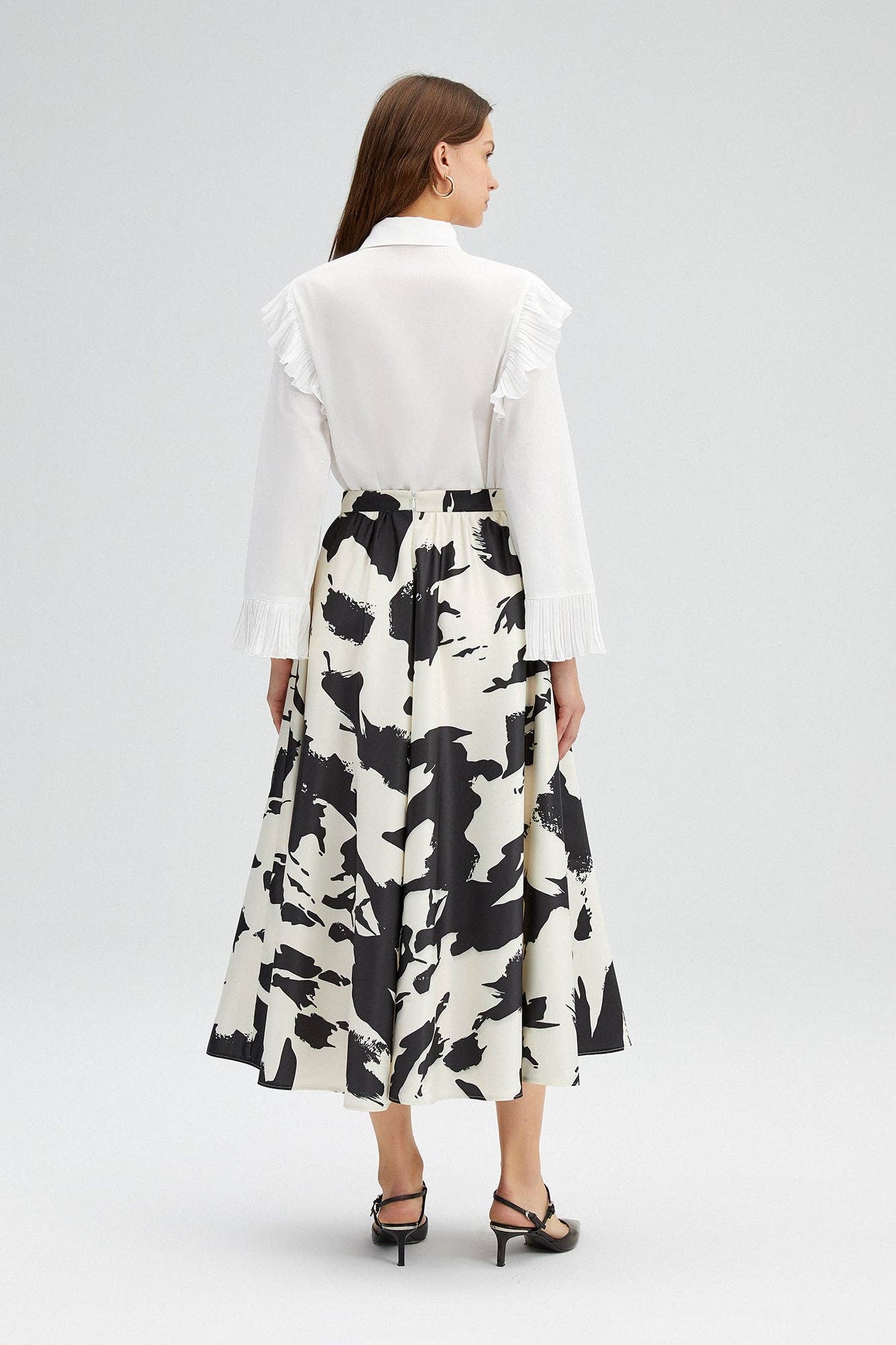 PATTERNED SATIN MIDI SKIRT