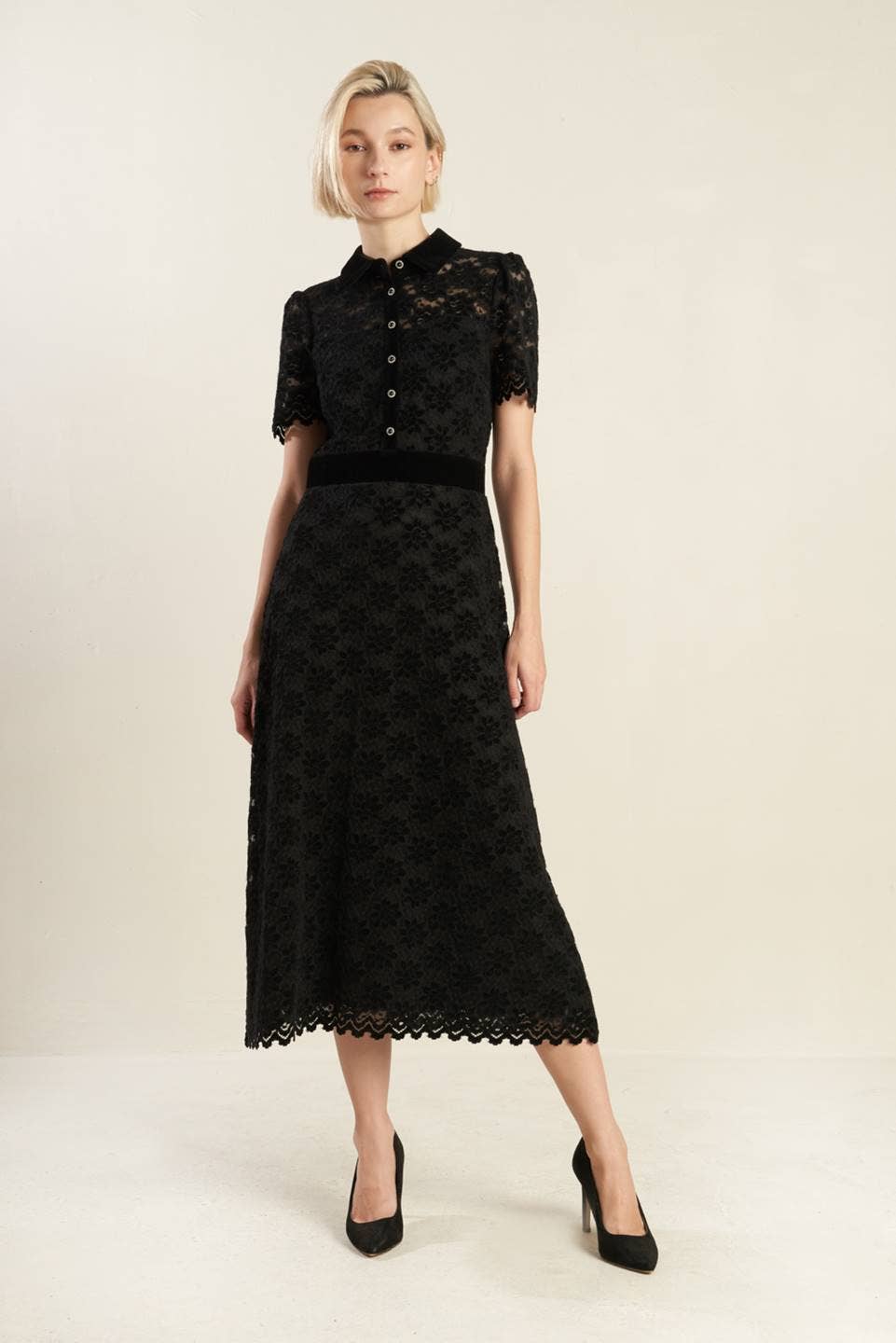 Woven Lace Midi Dress