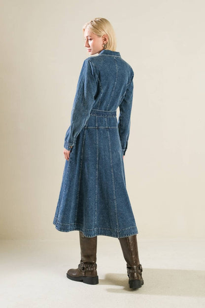 A washed denim midi dress - DENIM BLUE / Contemporary