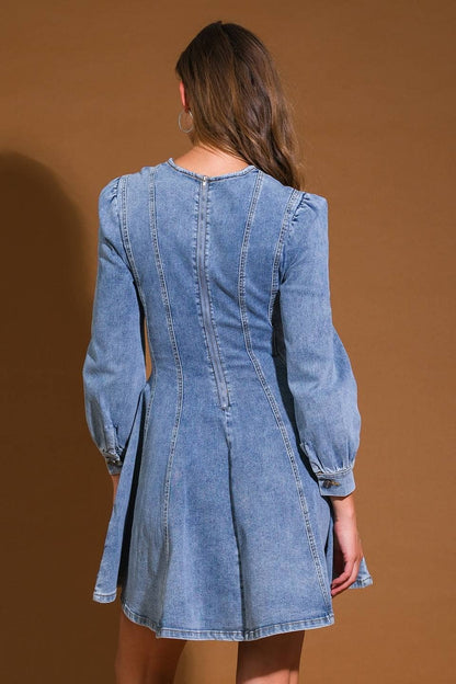 Washed denim mini dress