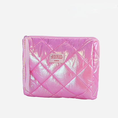 Down glossy cosmetic bag - Blue