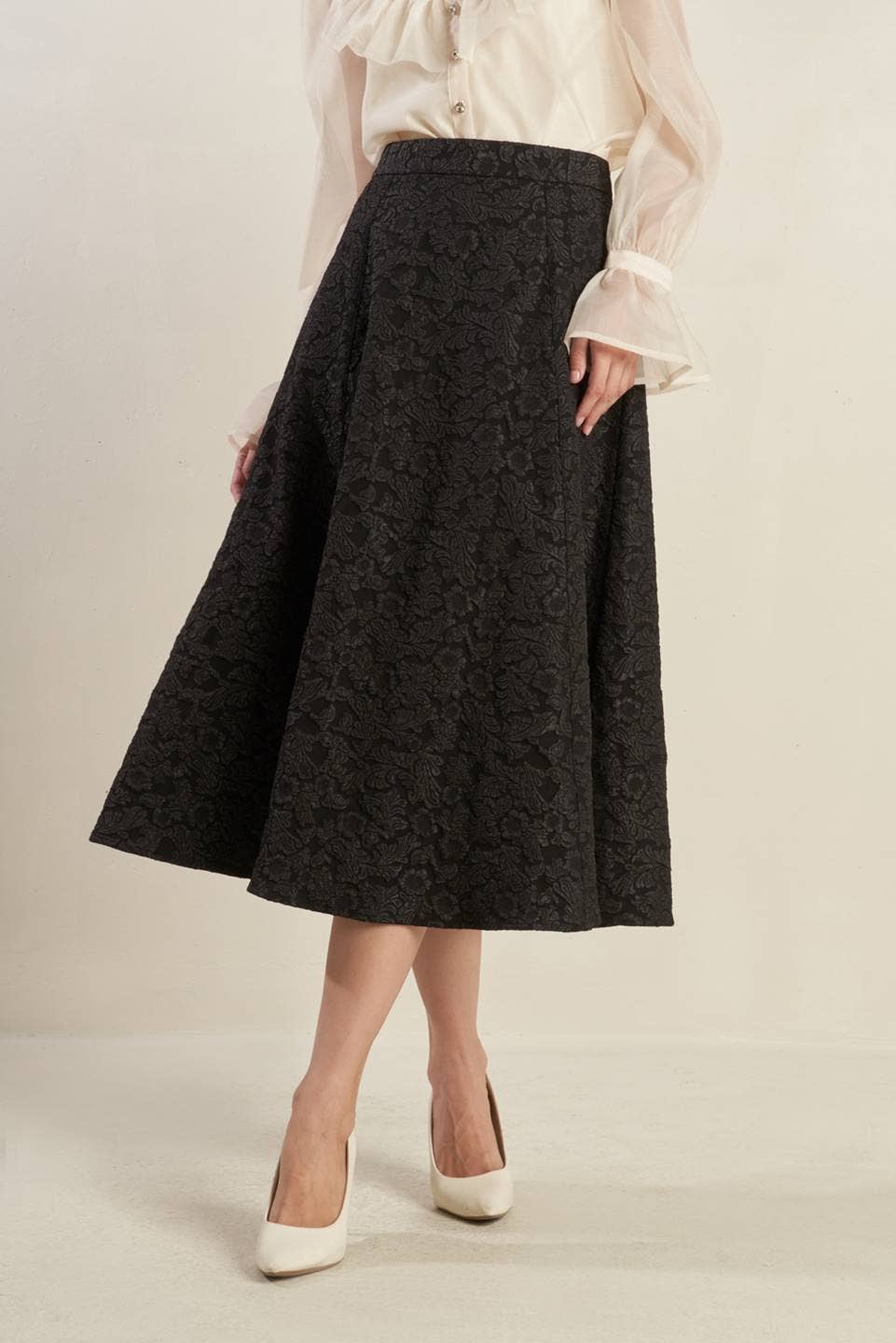 Textured Woven A Line Skirt