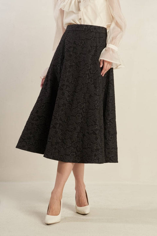Textured Woven A Line Skirt