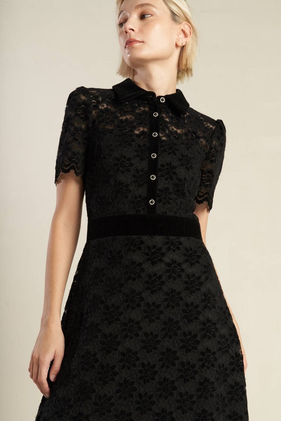 Woven Lace Midi Dress
