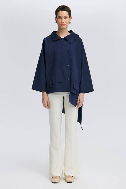 Asymmetric Navy Top