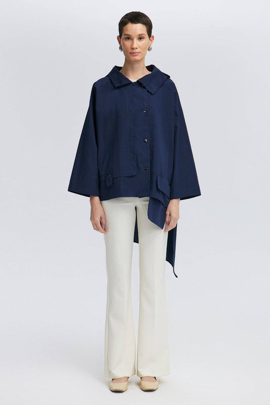 Asymmetric Navy Top