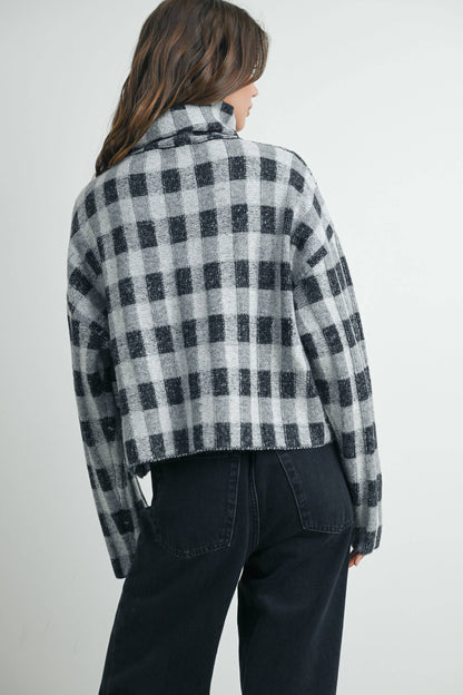 CHECK TURTLENECK SWEATER
