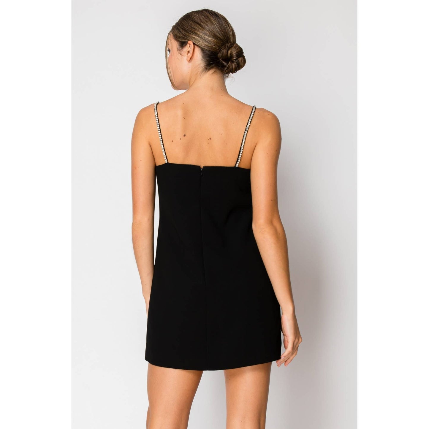 Sleeveless Crystal embellished Mini Dress: WHITE