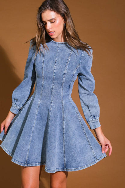 Washed denim mini dress