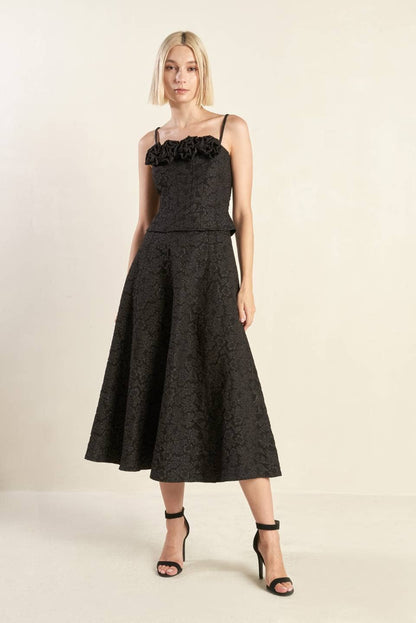 Textured Woven A Line Skirt