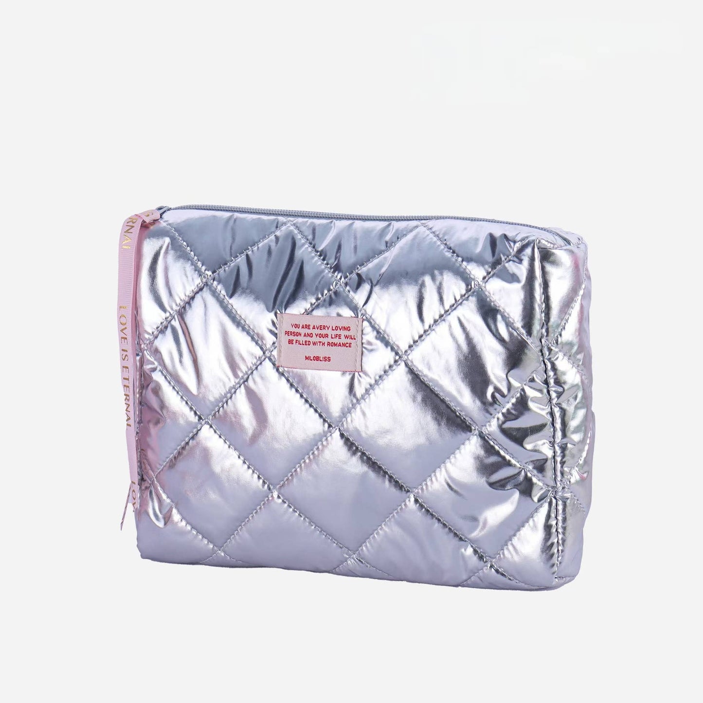 Down glossy cosmetic bag - Blue