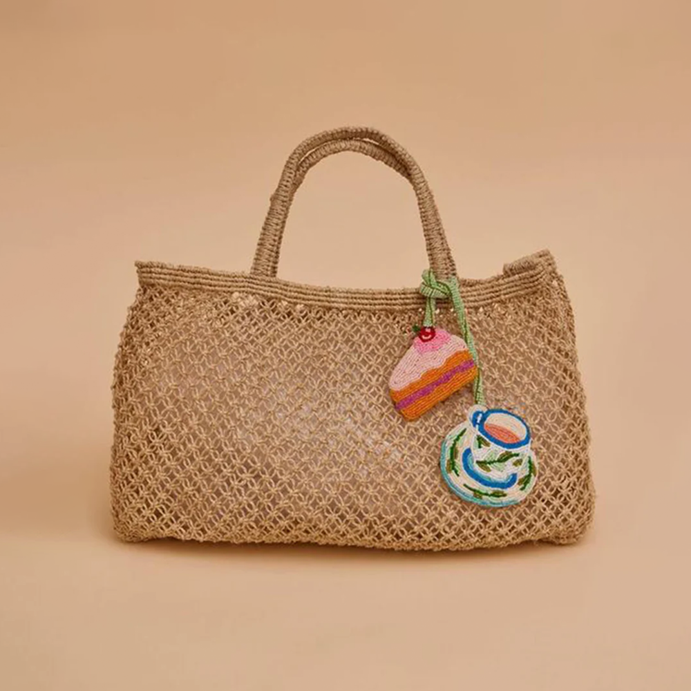 Beaded Bag Charm - Tea and Cake