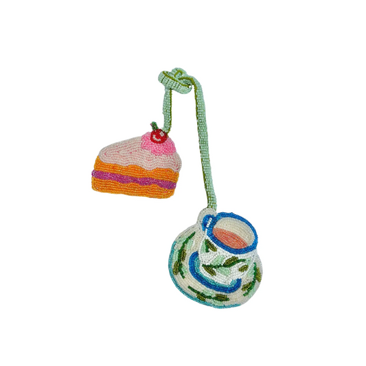 Beaded Bag Charm - Tea and Cake