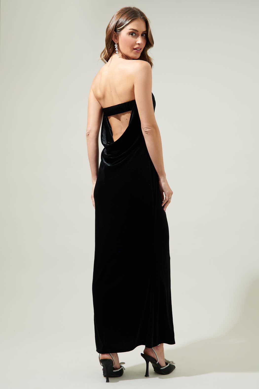Velvet Strapless Maxi Dress