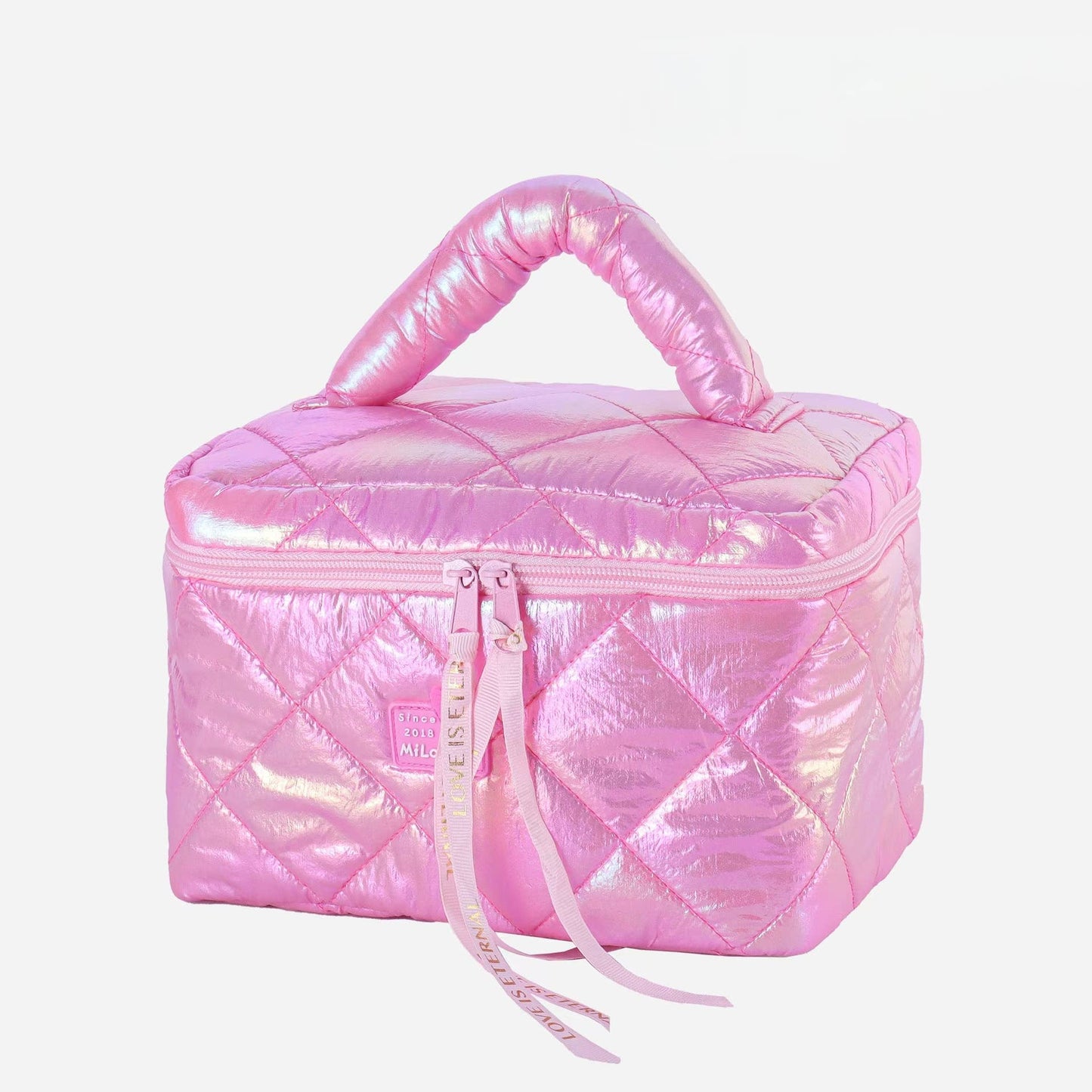 Down glossy cosmetic bag - Blue