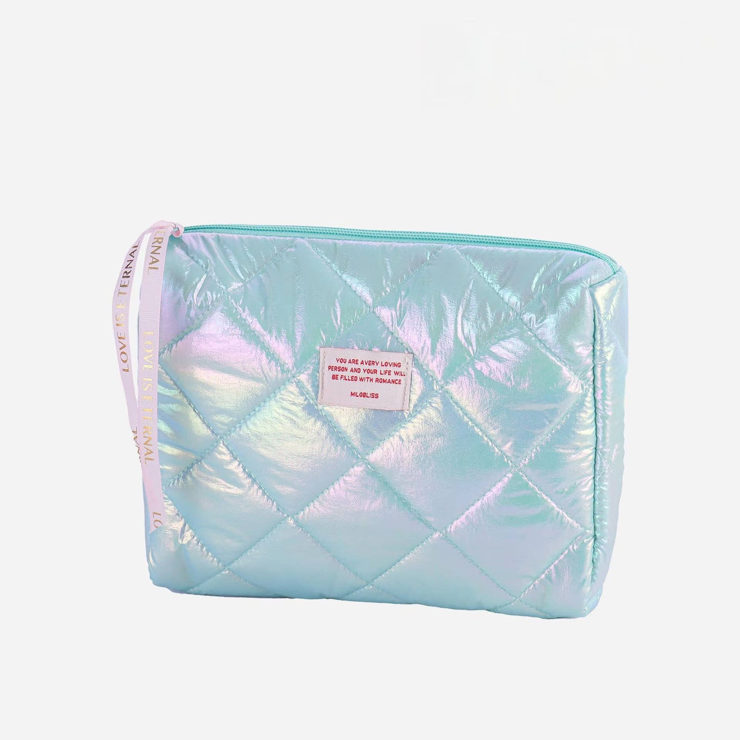 Down glossy cosmetic bag - Blue