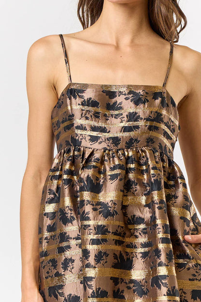 JACQUARD A-LINE SLEEVELESS MIDI DRESS
