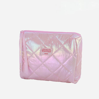 Down glossy cosmetic bag - Blue