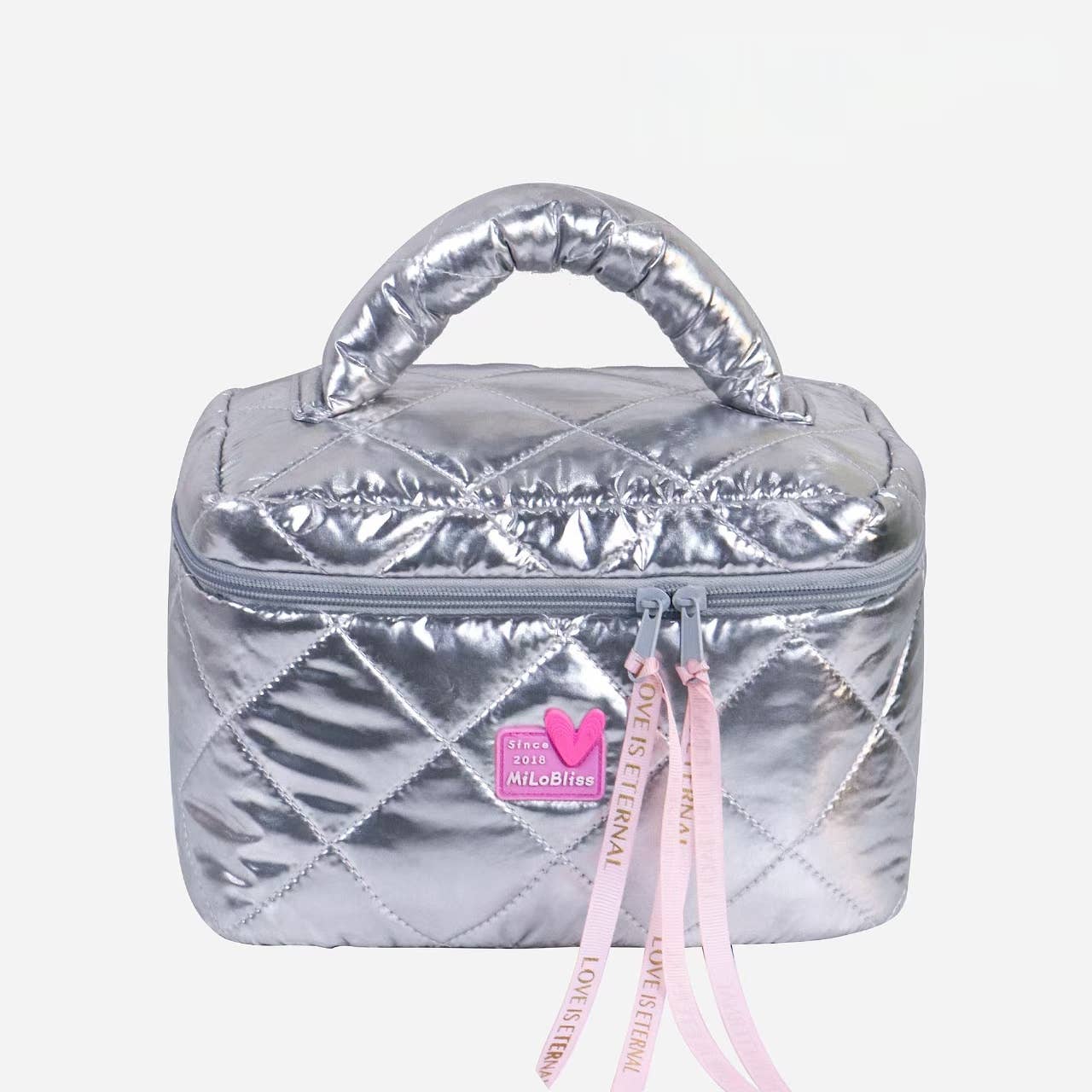 Down glossy cosmetic bag - Blue