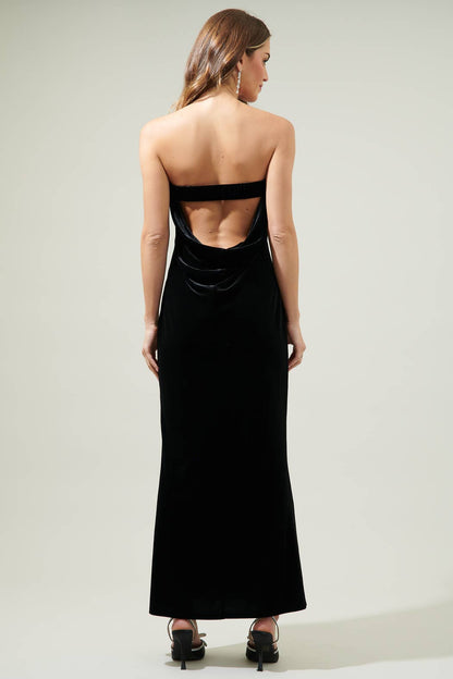 Velvet Strapless Maxi Dress