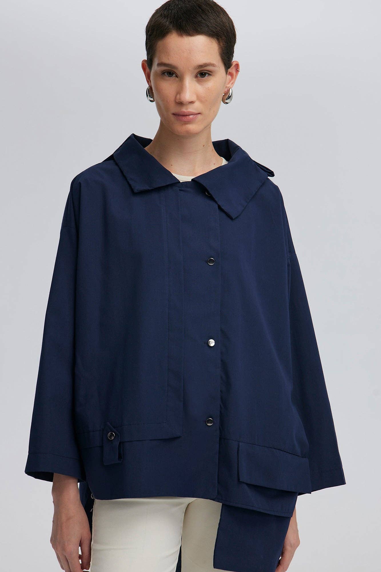 Asymmetric Navy Top