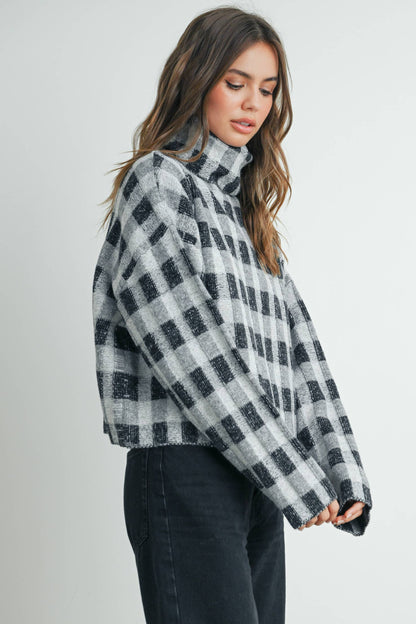 CHECK TURTLENECK SWEATER