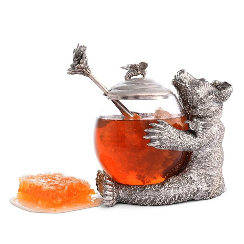 Pewter Bear Honey Pot